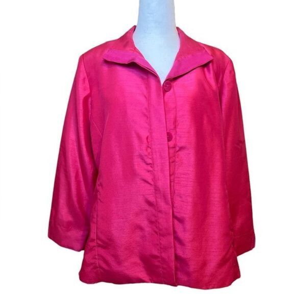 Chico’s Mid Length Jacket Shantung Size 2P 12/14